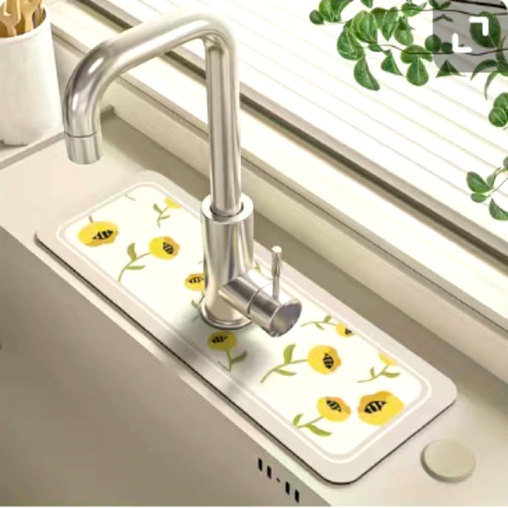 Temu- Floral Sink Faucet Absorbent Mat